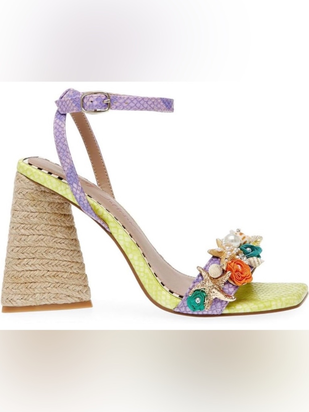 Betsey Johnson Yellow and Purple Embellished Sandals